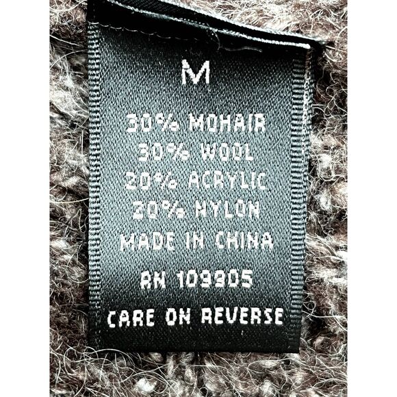 Carina Y2K Mohair Wool Cardigan Sweater Fur Collar Belted Knit Brown 90s Size M - Picture 9 of 11